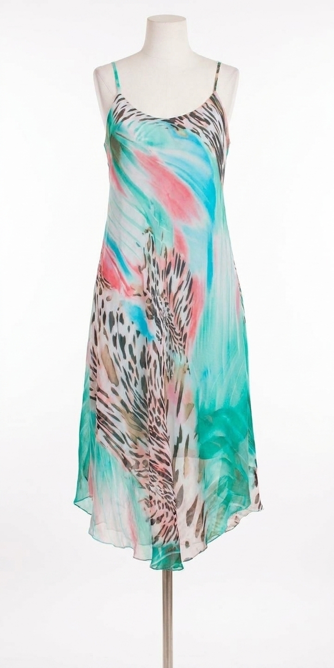 NEW GIGI MODA animal print miele midi dress in turquoise